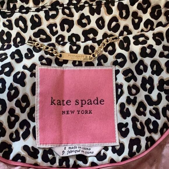 KATE SPADE NWT LEOPARD PRINT 34” TRENCH RAIN COAT JACKET SMALL - Picture 8 of 13